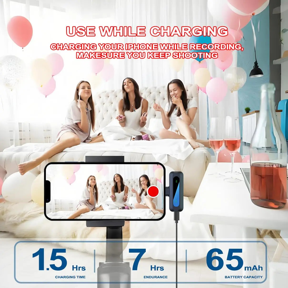 Wireless Lavalier Microphone for iPhone Android PC Live Interview Audio Recording