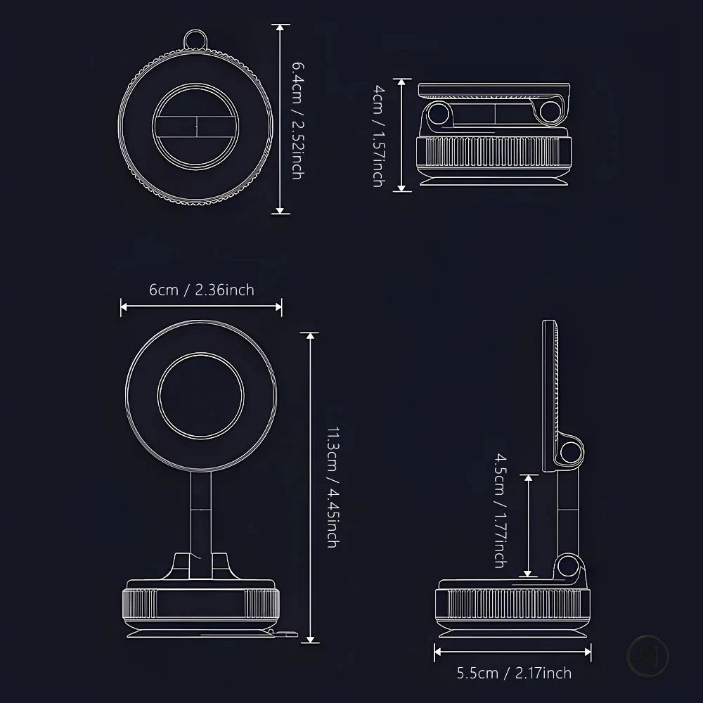 Strong Magnetic Car Phone Holder Foldable Design 360° Adjustable Vacuum Mount
