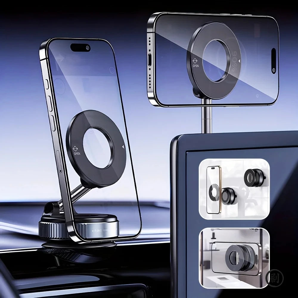 Strong Magnetic Car Phone Holder Foldable Design 360° Adjustable Vacuum Mount
