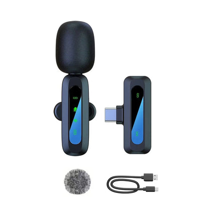 Wireless Lavalier Microphone for iPhone Android PC Live Interview Audio Recording