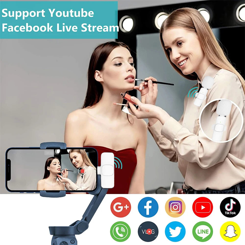 Wireless Lavalier Portable Microphone for iPhone Android PC Camera Live Gaming Phone