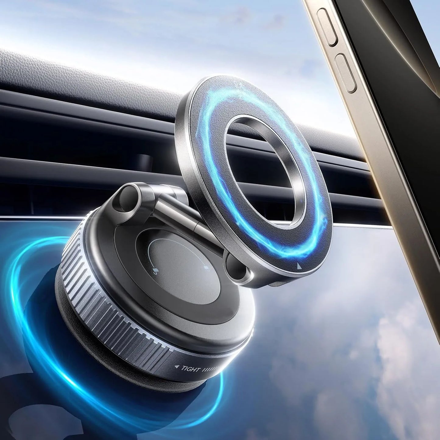 Strong Magnetic Car Phone Holder Foldable Design 360° Adjustable Vacuum Mount