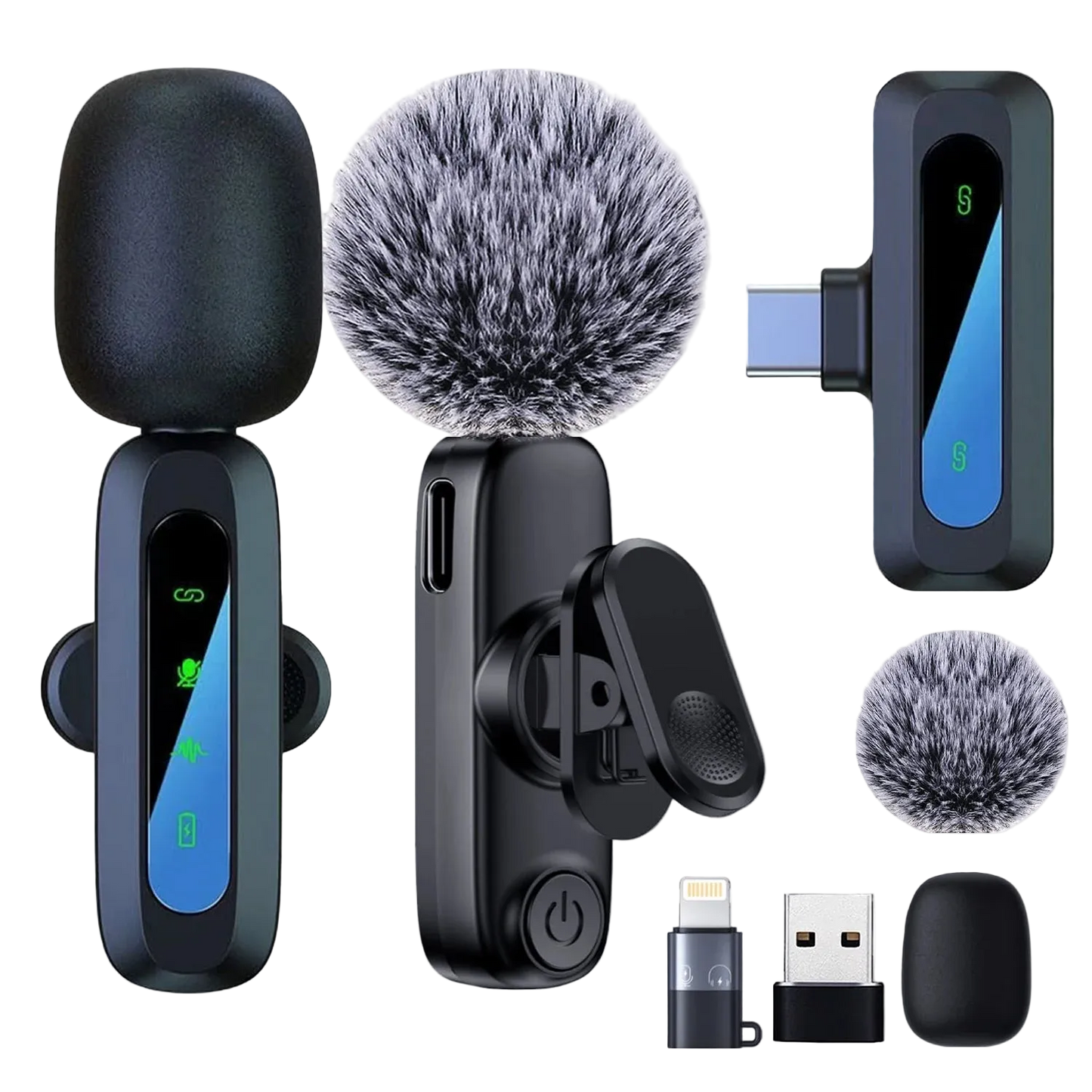 Wireless Lavalier Microphone for iPhone Android PC Live Interview Audio Recording