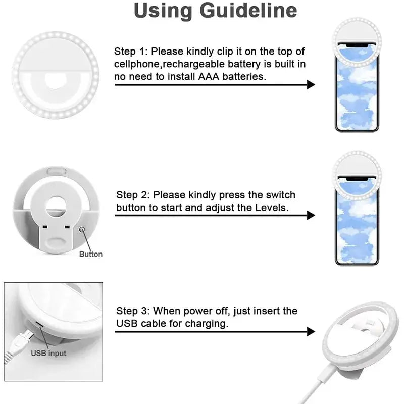 LED Selfie Ring Light with Phone Clip