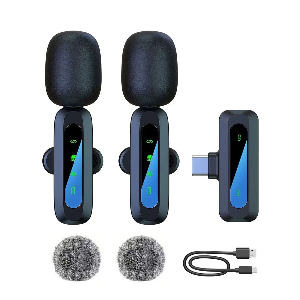 Wireless Lavalier Microphone for iPhone Android PC Live Interview Audio Recording